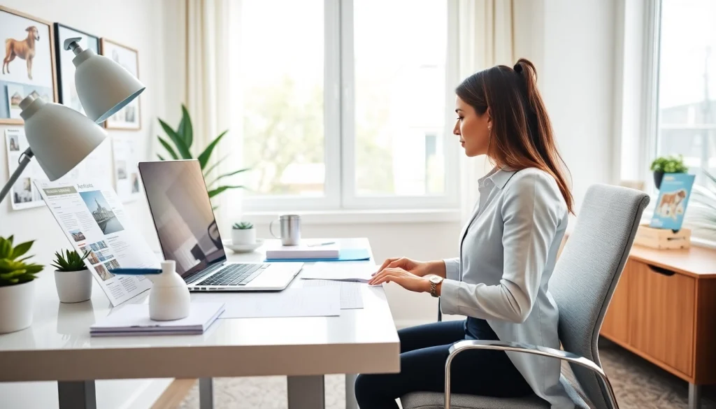 Enhance efficiency by hiring a virtual assistant for real estate leads, depicted in a bright home office.