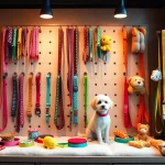 Shop vibrant pet accessories including stylish collars and toys for your furry friends.