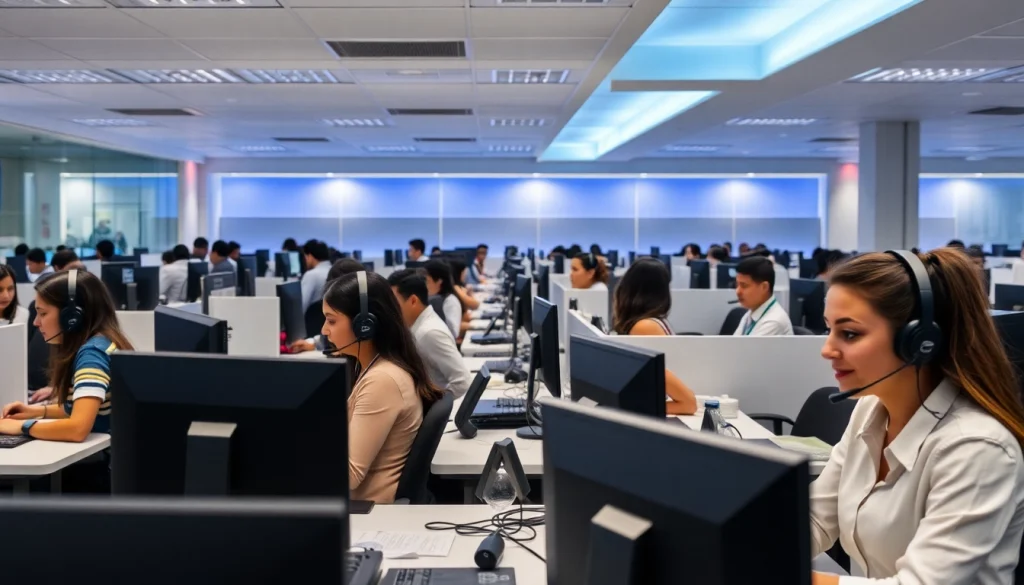 Engaged agents at Tijuana call centers providing exceptional customer service in a modern office.