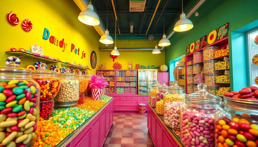 Satisfy your sweet tooth with a visit to this charming candy store near me, showcasing a rainbow of delightful treats.