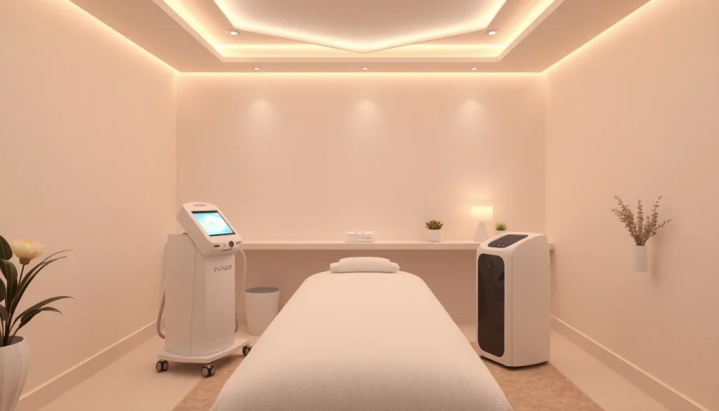 Promote fat reduction with advanced cryolipolysis technology in a serene treatment room.