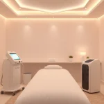 Promote fat reduction with advanced cryolipolysis technology in a serene treatment room.