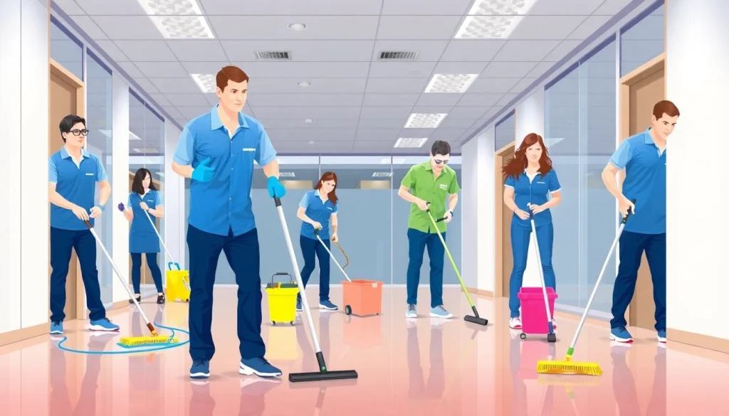 Jacksonville commercial cleaning team efficiently cleaning an office space with modern equipment.