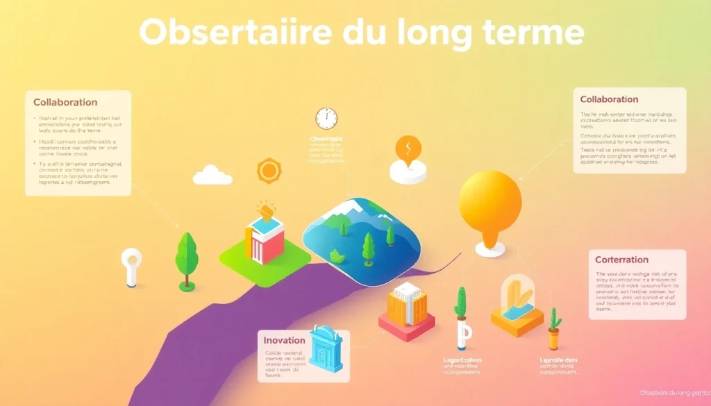 Illustrate the Observatoire du long terme's focus on sustainable economic and environmental growth through engaging infographics.