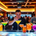 Experience an engaging cocktail kurs berlin with a professional bartender mixing vibrant drinks.