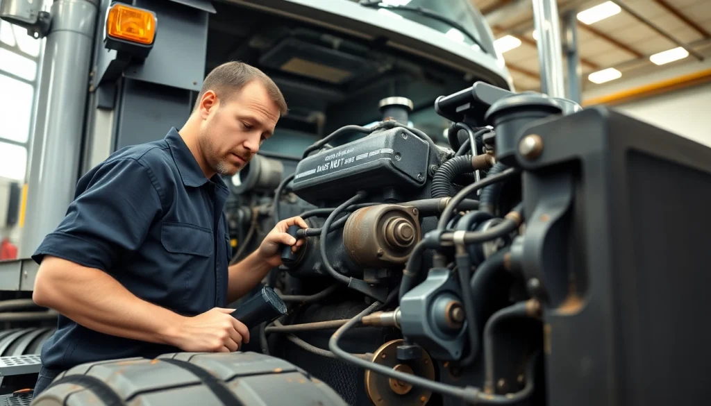 Expert mechanics providing heavy-duty truck repair Florida in a well-equipped workshop.