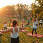 Healthlifeherald showcases individuals engaging in yoga amidst nature, promoting wellness and tranquility.