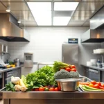 Performing prep table repair on a stainless steel surface, showing essential tools and a clean workspace.