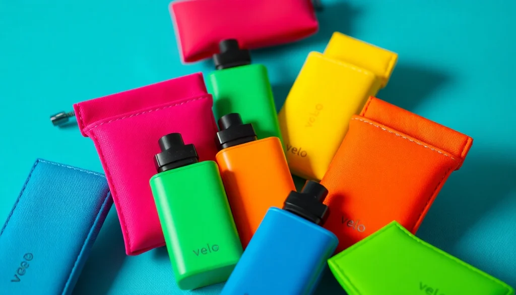 Experience the taste of Velo Bahrain with vibrant nicotine pouches in an appealing display.