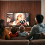 Experience our iptv trial featuring a happy family enjoying quality time in a cozy living room.