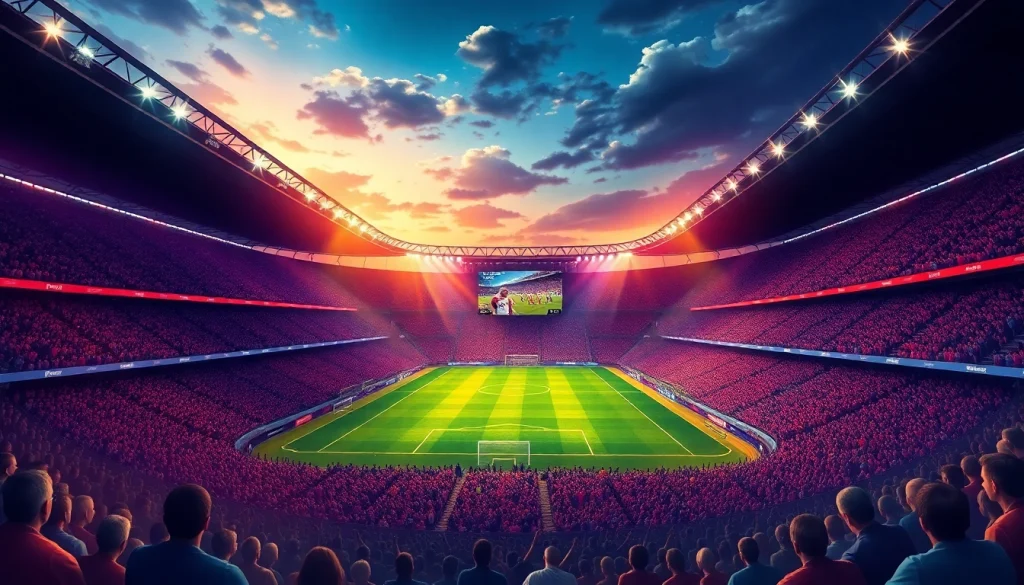 Experience thrilling เว็บดูบอล action in a lively stadium packed with passionate fans cheering for their teams.