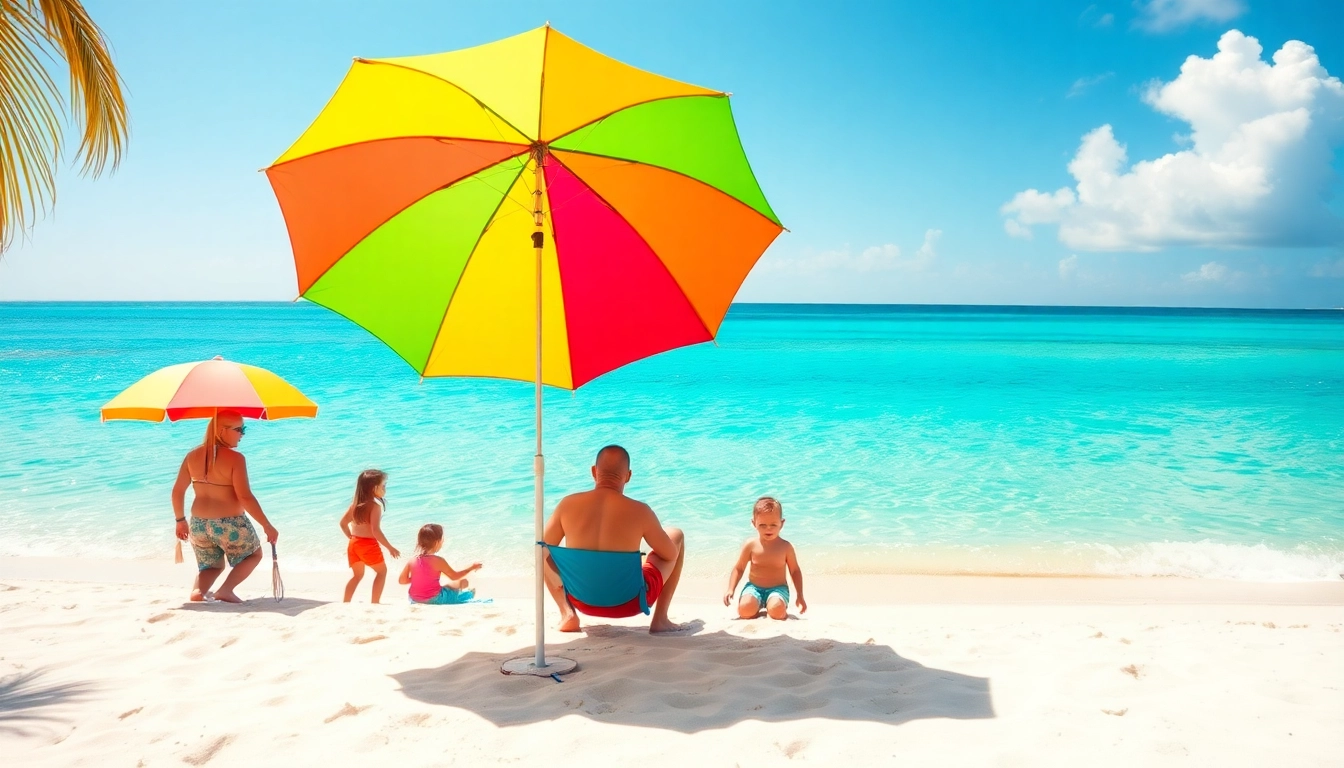 Experience Livingstone Vacations Bahamas Travel with a vibrant beach scene featuring families enjoying the sun.