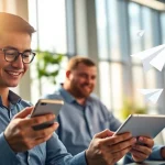 User engaged with Telegram services on multiple devices, showcasing the convenience of 电报官网.