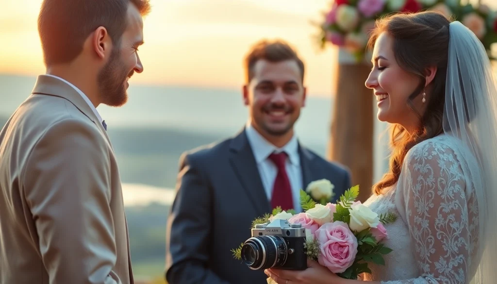 Capturing precious moments as a wedding videographer in Ireland at a beautiful outdoor ceremony.