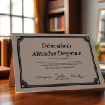 Find out where to buy PhD degree certificates displayed on an elegant desk.