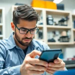 Torino riparazione cellulari con un tecnico professionale durante un intervento di riparazione.
