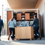 Umzugsfirma Erlangen assisting with a seamless furniture relocation in a bright, cheerful environment.