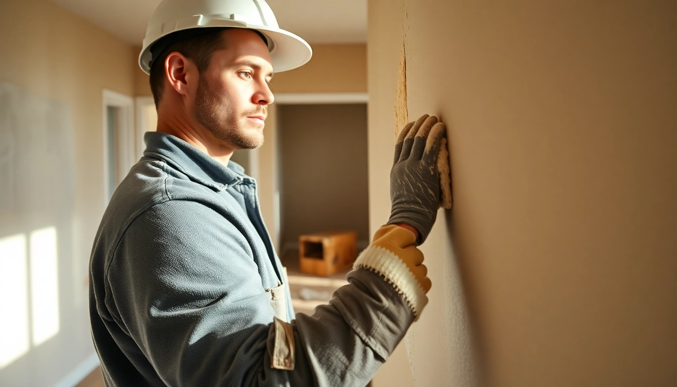 Drywall repair Madison WI technician applying compound to walls