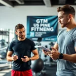 Engaged client receiving personalized gym training consultation from a professional trainer.