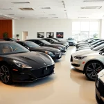 Showcasing a variety of perfect cars in a luxurious showroom environment.