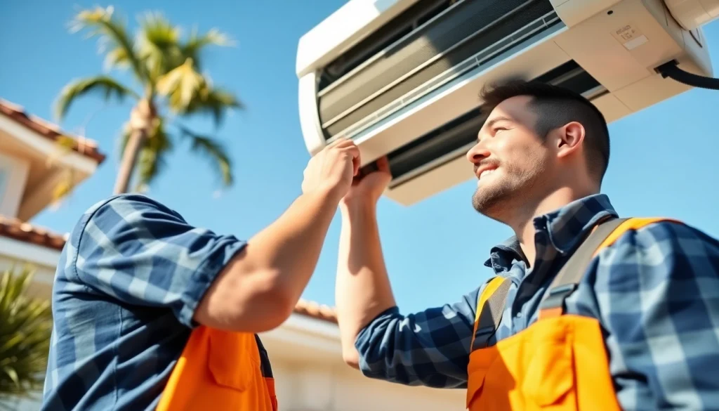 Maintain HVAC services Los Angeles with a professional technician servicing air conditioning.