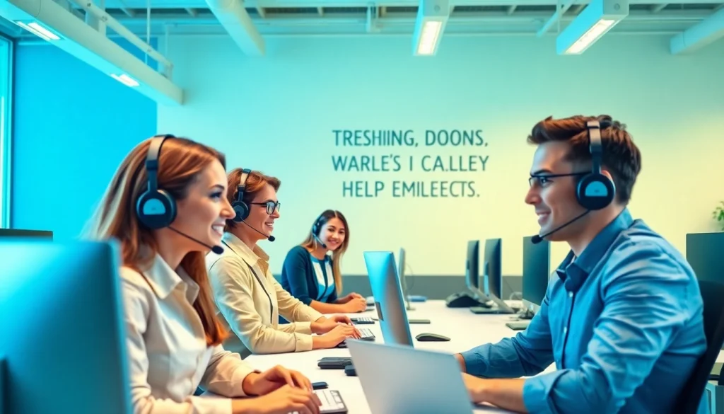 Enhancing customer interactions with call center services in a professional office setting.