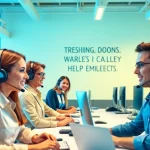 Enhancing customer interactions with call center services in a professional office setting.