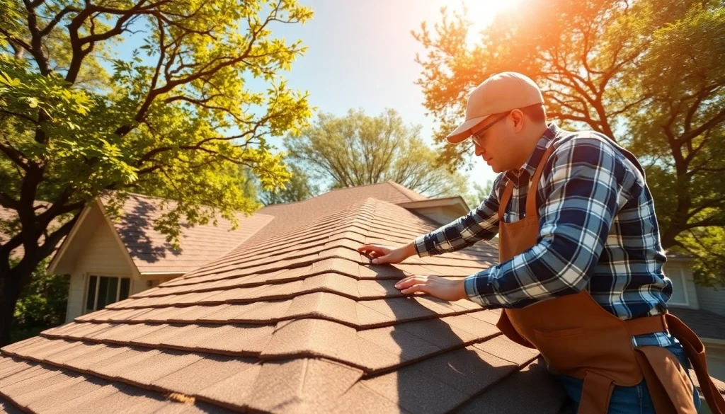 Inspecting a roof for quality assurance during a roof inspection Austin service.