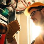 Professional electrician working as an Electrical Contractor Clearwater, ensuring safe installations.