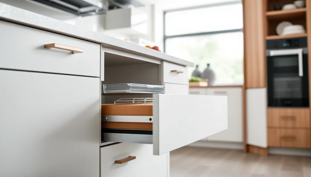 Maximize storage efficiency with a double wall drawer system that combines elegance and functionality.
