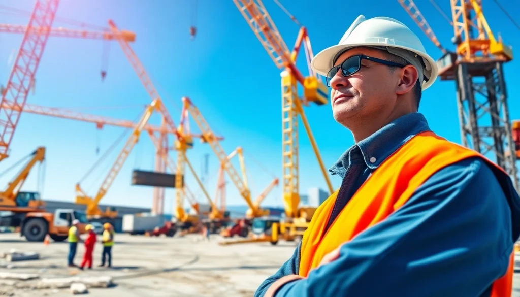 NVQ Level 4 Crane supervisor answers provided in a professional construction setting with active cranes.