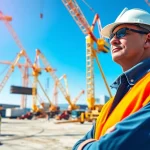 NVQ Level 4 Crane supervisor answers provided in a professional construction setting with active cranes.