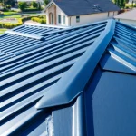 Showcasing residential metal roofing, highlighting modern installation and sleek design.