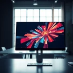 Buy Apple Pro Display XDR showcased in a modern office setting, emphasizing its stunning visuals and design.