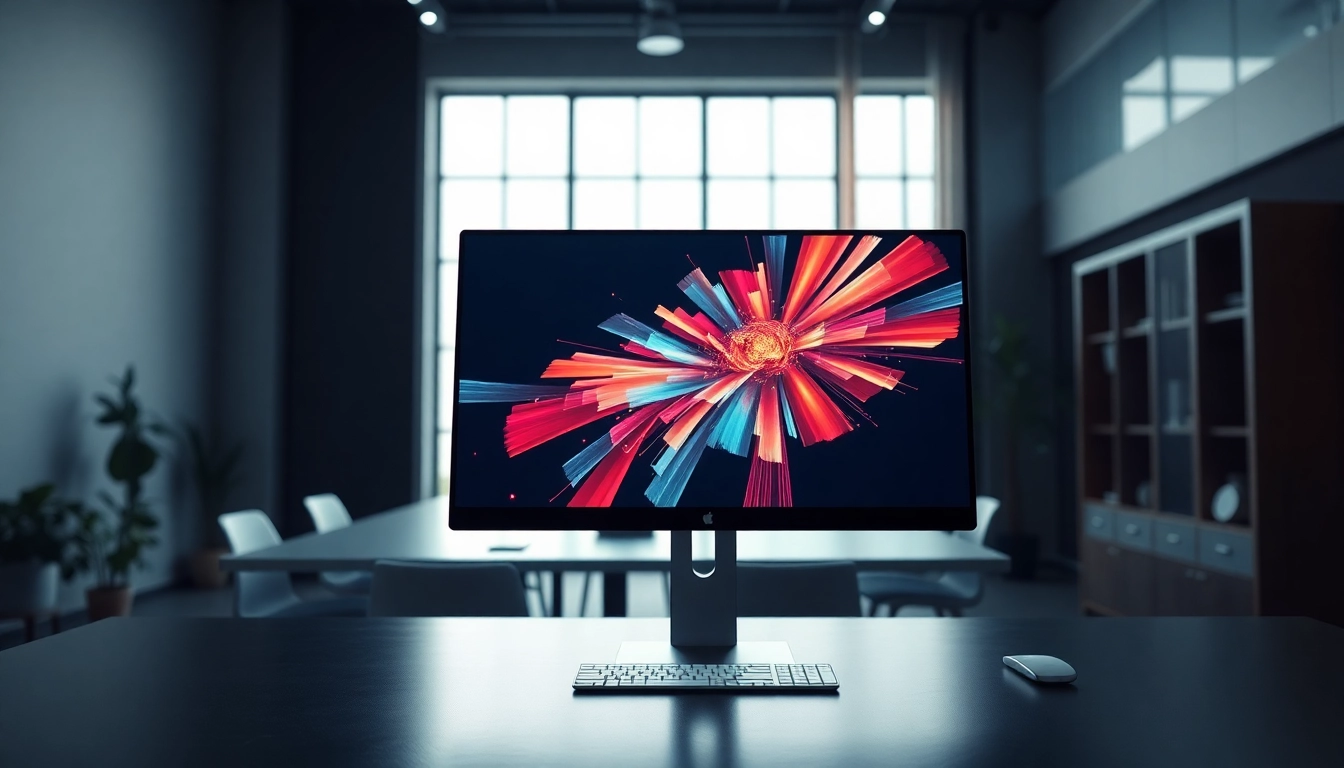 Buy Apple Pro Display XDR showcased in a modern office setting, emphasizing its stunning visuals and design.