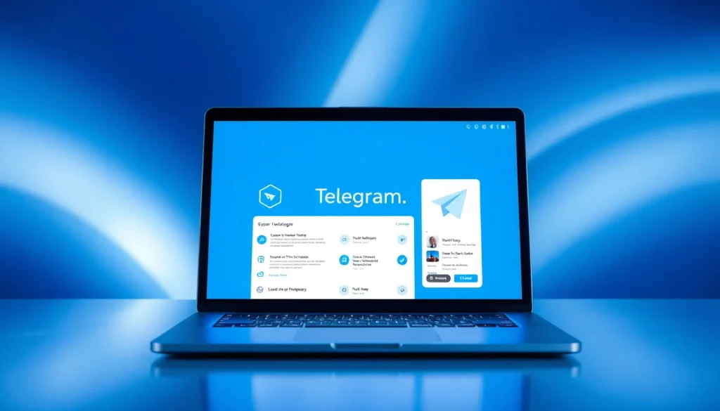 Interact with the vibrant Telegram電腦版 interface on a modern laptop showing chat features.