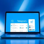Interact with the vibrant Telegram電腦版 interface on a modern laptop showing chat features.