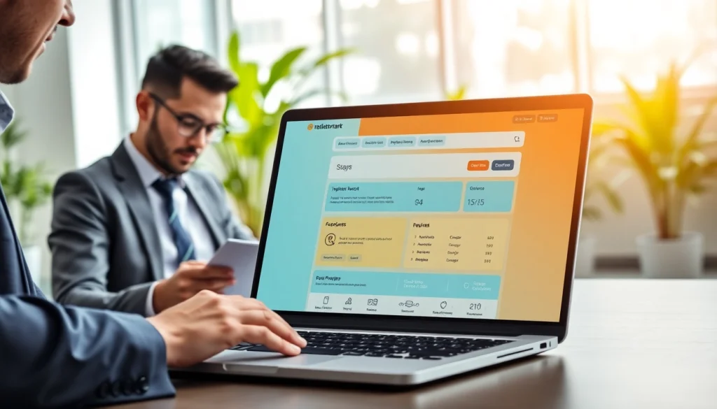 Navigate the online trademark registration platform with a professional user-friendly interface showcasing essential features.