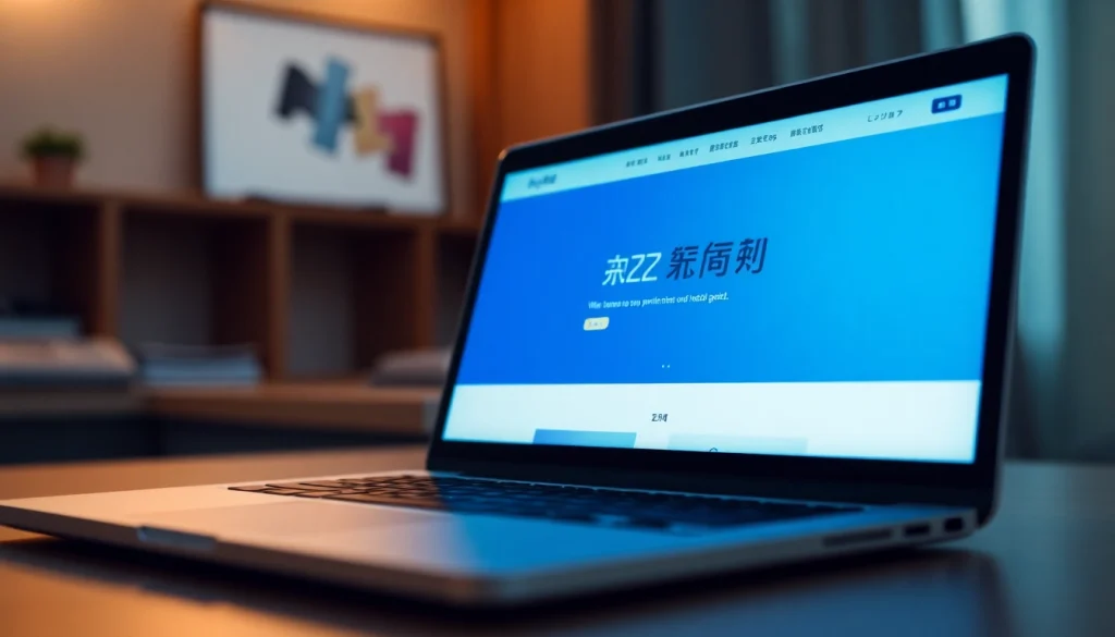 Engage with the interactive features of 美洽官网 through a sleek laptop interface.