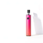 Showcase a nicotine free disposable vape with vibrant colors, illuminating its modern design.