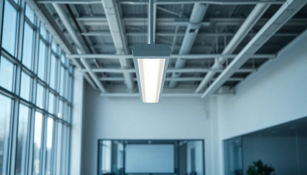 Enhance your space with an efficient LED Batten Light illuminating a modern office.
