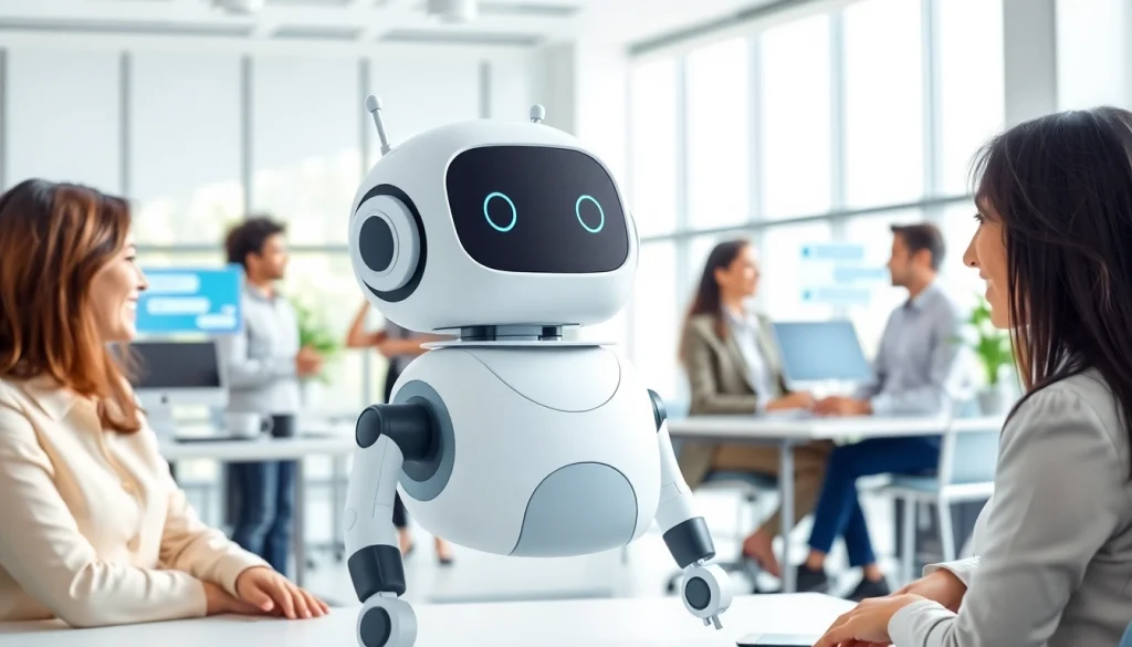 Engaging AI chatbot for website boosting interaction in a modern office environment.