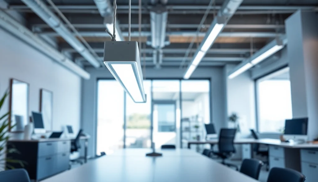 Illuminate your space with LED Batten Light enhancing modern office decor.