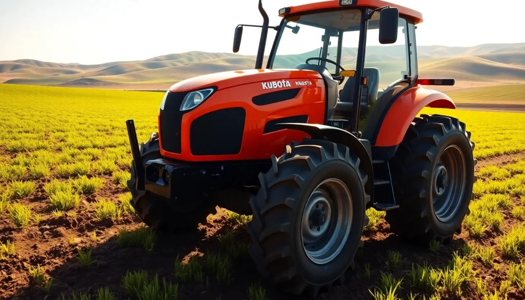 Kuboata Traktor arbeitet effizient auf einem weitläufigen Feld.