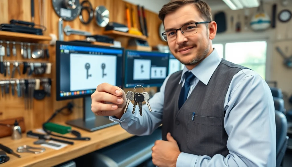 Showcase of Van Keys in a locksmith's workshop, highlighting expert key duplication services.