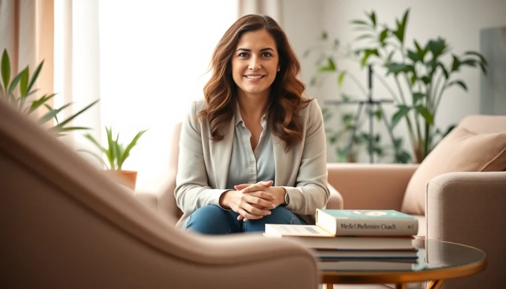 Engaging session with a relationship coach in a comforting office environment.
