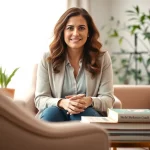 Engaging session with a relationship coach in a comforting office environment.