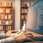 Programmieren mit Microsoft Visual Studio in einem modernen Büro mit hellen Lichtverhältnissen.