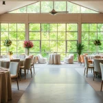 Experience the elegance of le lieu with its beautifully arranged event space, perfect for celebrations.