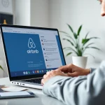Automate Airbnb messages with a digital assistant managing communication in a modern workspace.
